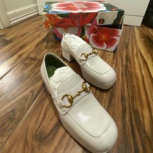 White Gucci Houdan Platform Loafer